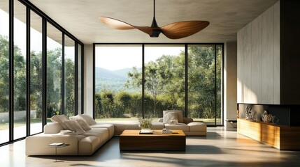 Fototapeta premium Stylish Indoor Fan Blending Functionality with Minimalist Aesthetics