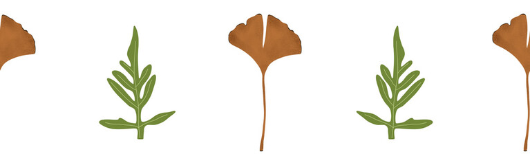  Leaves border on a white background. Hand-drawn illustration. Perfect for spring and summer.