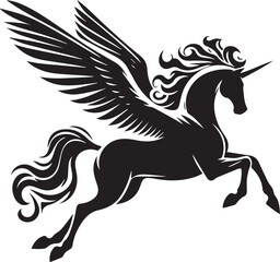 pegasus vector, black horse vector illustration, pegasus silhouette vector black and white