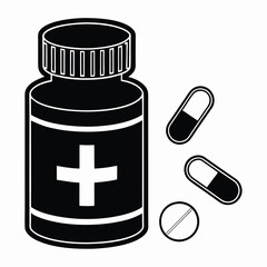 Minimal Drug Bottle Icon for Medical Graphics