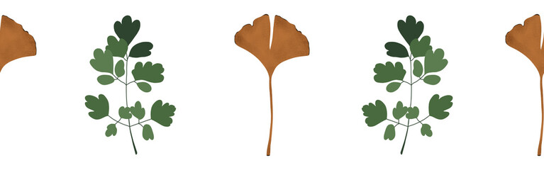 Obraz premium Leaves border on a white background. Hand-drawn illustration. Perfect for spring and summer.