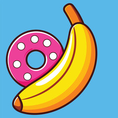 Funny Donut and Banana Character Food Concept Art