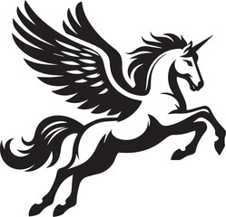 pegasus vector, black horse vector illustration, pegasus silhouette vector black and white