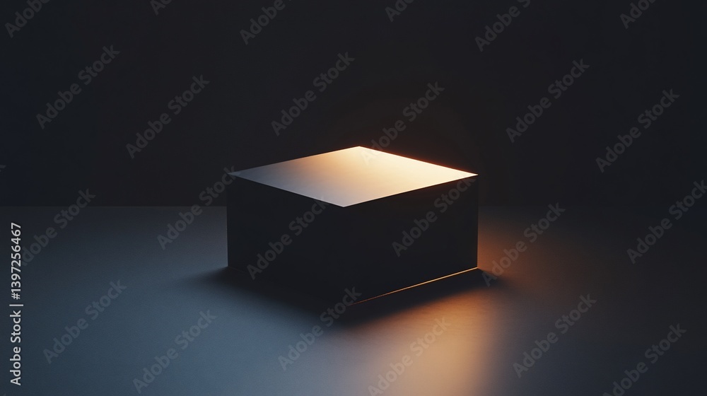 Poster abstract cube with light reflections creating a modern art piece