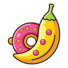 Cartoon Food Combo of Banana and Donut for Kids Designs