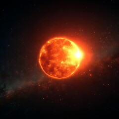 Fototapeta premium A sun shining brightly among galaxies and an 8k background that will make you feel its warmth 