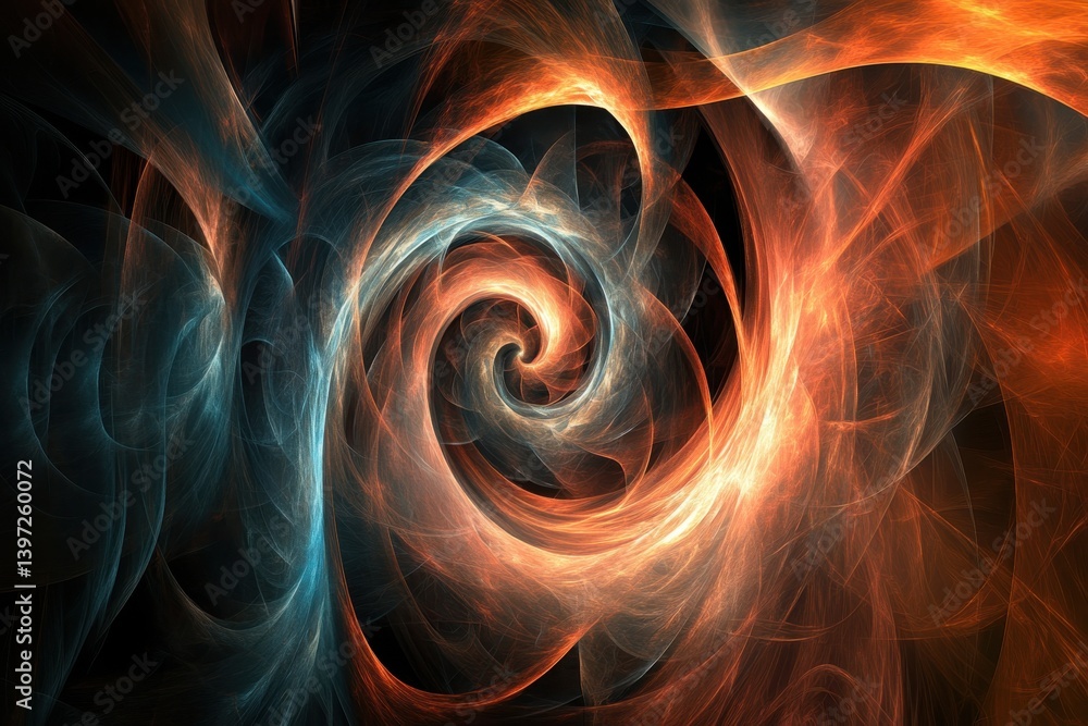 Aufkleber swirling patterns of orange and blue create mesmerizing abstract art in digital form