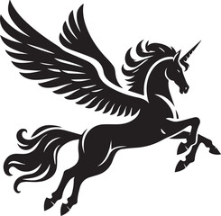 pegasus vector, black horse vector illustration, pegasus silhouette vector black and white