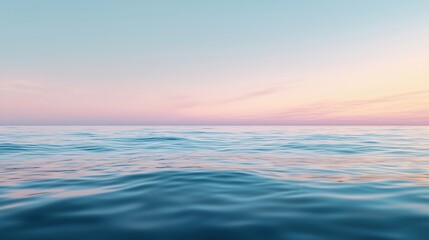 Fototapeta premium Serene pastel hues paint a tranquil ocean sunset.