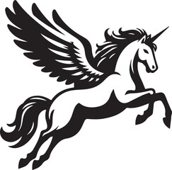 Fototapeta premium pegasus vector, black horse vector illustration, pegasus silhouette vector black and white