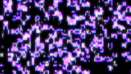 Technology background with neon glitch texture. Digital tv noise effect. Hacking computer. Damage screen. Abstract error at hack. 3D rendering.