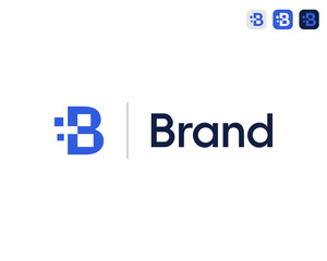 Letter B Digital Data Tech Modern For Technology Brand or Company Vector Logo Design Illustration