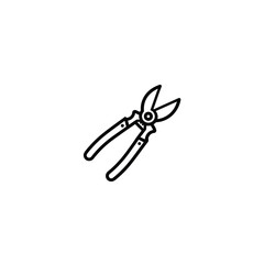 pruning shears gardening line art on white background