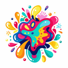 Vibrant vector illustration with abstract shapes and cartoon splashes for creative design
