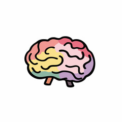 Colorful Brain Illustration on White Background