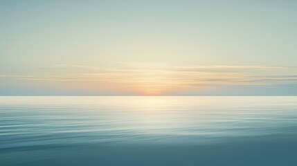 Obraz premium Serene sunset over a tranquil water expanse.