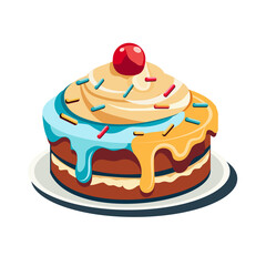 Colorful Cartoon Cake design Illustration