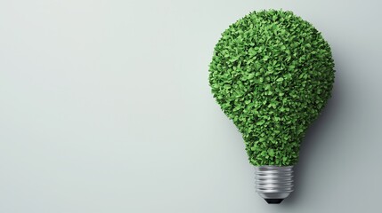 Eco-Friendly Light Bulb Shaped Plant Design Representing Sustainability and Green Energy Concepts