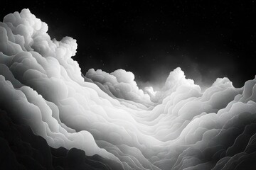 Minimalist continuous line art drawing of clouds and sun in abstract style