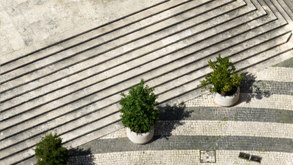 Aerial view of marble stairs.