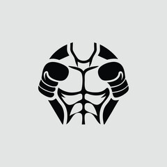 Boxing Fighter Silhouette Logo – Strong Male Boxer Vector Icon for Sports, Gym, and Martial Arts Branding