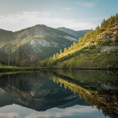 Serene Mountain Lake Reflection Peaceful Nature Photography