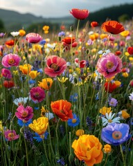 Obraz premium Vibrant Wildflower Meadow in Full Bloom