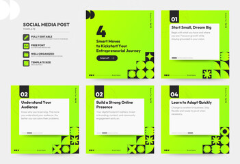 Social media carousel post template. Business Instagram and facebook square post template. Instagram tips post collection tutorial, tip, trick, quick tips, layout template design