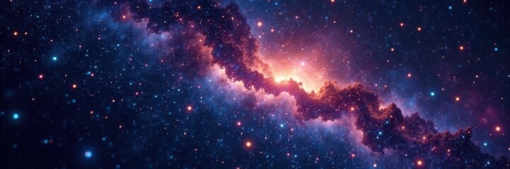 Fototapeta premium Shiny starfield on dark cosmic background with bright stars shining in the darkness, space, astronomy