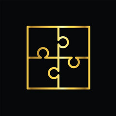 gold color puzzle , icon, flat, design, vector, illustrations, education, style, trendy, collections
