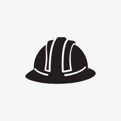 Fototapeta premium Black Construction Helmet Icon – Flat Safety Gear Vector