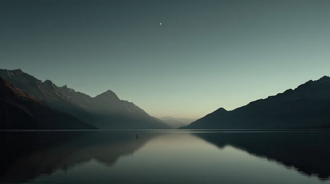 A floating sphere above a beautiful and serene lake in switzerland.