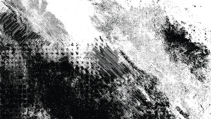 Fototapeta premium Dirty grunge background. The monochrome texture is old. Vintage worn pattern. Black-and-white hand-drawn image with oriental and mystical atmosphere