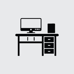 "Minimalist Office Desk with Computer and Chair – Vector Art"


