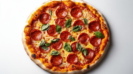 basil pizza in white bg