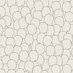 Seamless vector pattern of human head silhouettes in profile, arranged in a dense, overlapping layout. Line Art design, editable strokes, vector illustration, EPS 10