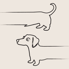 Funny Long Dachshund Dog – Minimal Line Art Vector Illustration, Single sausage dog illustrated in a playful continuous line art style