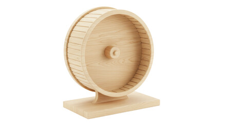 Isolated Wooden Hamster Wheel
