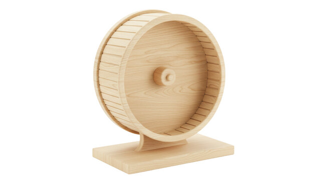 Isolated Wooden Hamster Wheel
