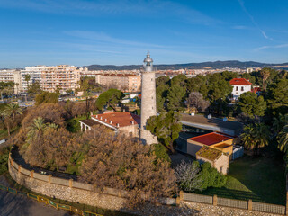 Faro de San Cristobal en Vilanova y Geltru, Barcelona, Cataluña