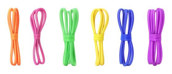 Pack of Resistance Bands Set Against Transparent Background for Fitness or Exercise Projects