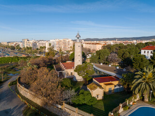 Faro de San Cristobal en Vilanova y Geltru, Barcelona, Cataluña