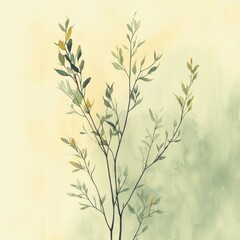 Fototapeta premium Minimalist Watercolor Fennel Plant Illustration Art Print Poster Botanical Healthy Vegetable Herb