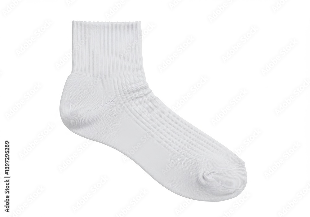 Poster plain white ankle sock displayed against a simple clean background for detailed product presentation