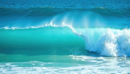 Ocean waves with foamy blue turquoise water surface and white foam, foamy, turquoise