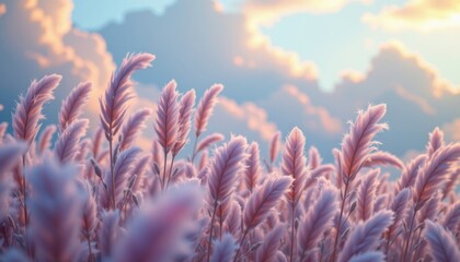 Lavender Feather Dreamscape A dreamy scene featuring soft lavender feathers floating in a pastel sky, evoking feelings of calm and tranquility.