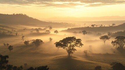 Uganda sunrise with trees