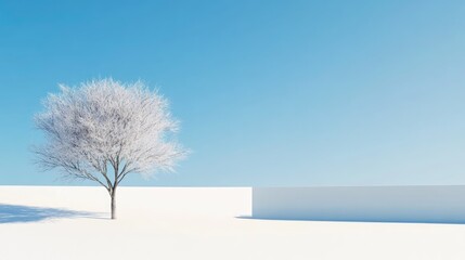 Fototapeta premium Winter tree against a blue sky minimalist landscape photography serene environment standard scale