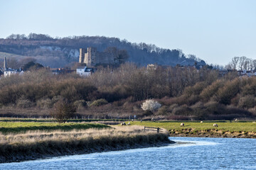 Looking over the River Ouse towards Lewes Castle, on a sunny spring day © lemanieh