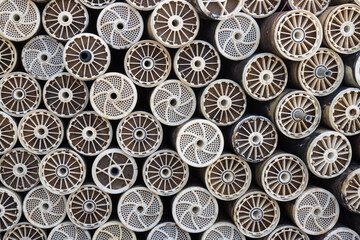 Abstract view on used water filters, Spain